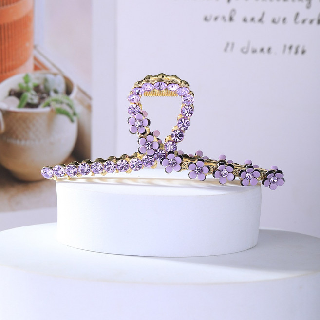 블라썸 크리스탈 큐빅 플라워 장식 헤어집게