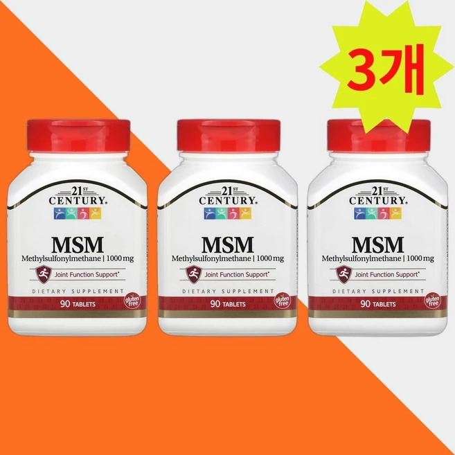 21st 센츄리 MSM 메틸설포닐메테인 1000mg 90정, 3개 - 쿠팡