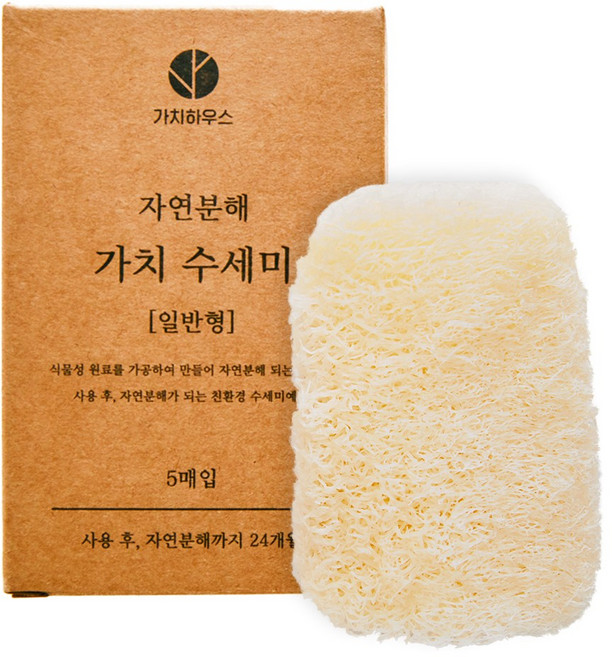 가치하우스 친환경 수세미 5매입 (천연수세미 일반형), 5개, 1개