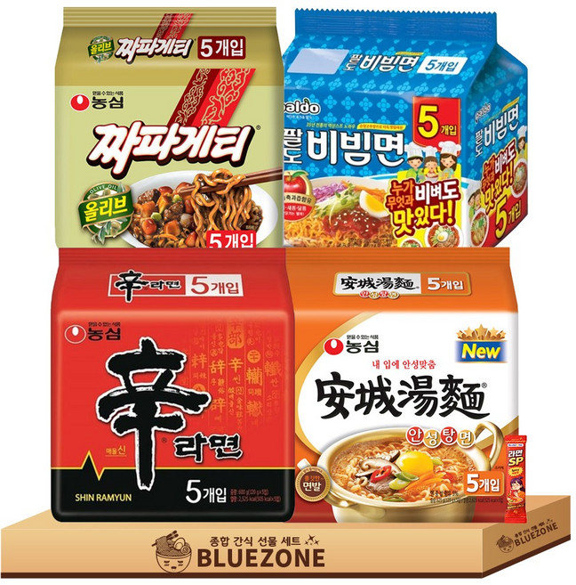 오뚜기 농심 팔도 봉지라면 B세트 신라면1 안성탕면1 짜파게티1 팔도비빔면1 라면스틱1, 1세트