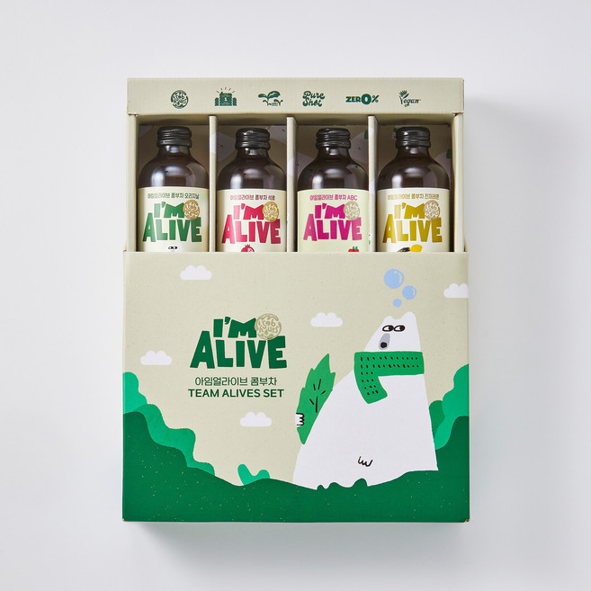 아임얼라이브 콤부차 선물세트 (4가지맛X1병), 4개, 315ml