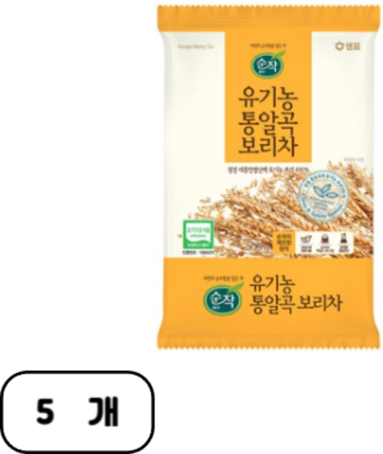 순작 유기농 통알곡 보리차, 500g, 5개