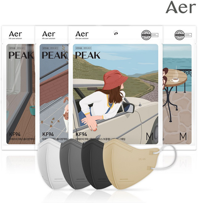 아에르 KF94 피크 마스크_중형_50개입, 블랙_중형, 1개, 50개입