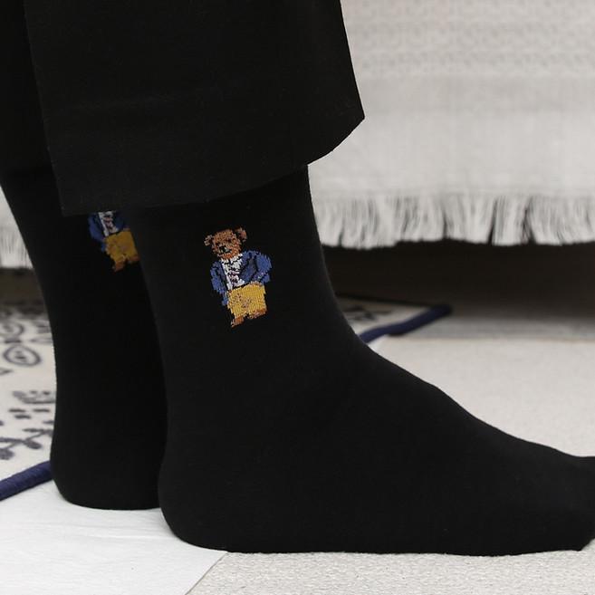 발장난양말 남성 신사곰돌이 10켤레 중목 패션 양말