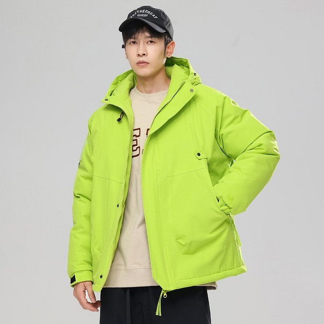 情侶款加絨戶外加厚防風防水短款羽絨服