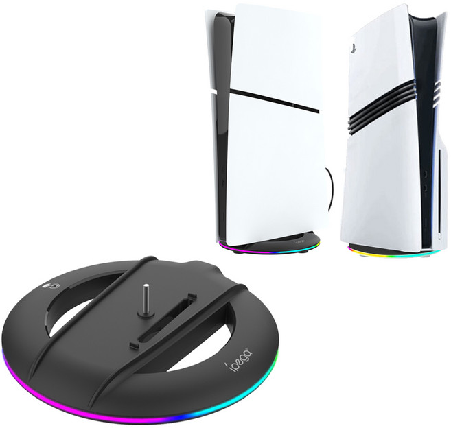 PS5 프로 슬림 수직 스탠드 RGB 거치대 받침대 블랙, 1개