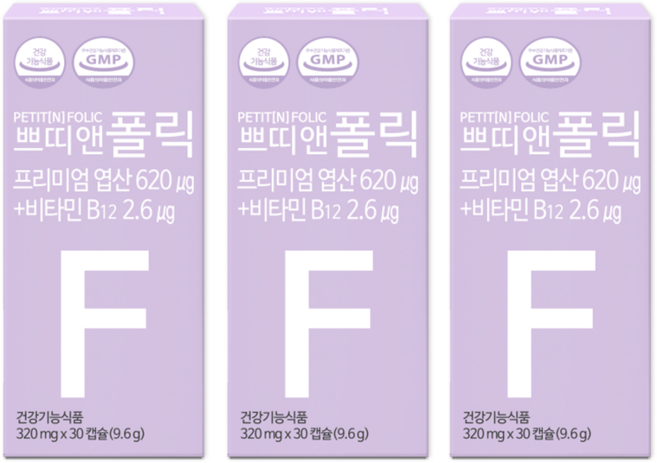 쁘띠앤 폴릭 (3개월) 임산부 엽산 비타민B12 임신 준비 엽산, 30정, 1개