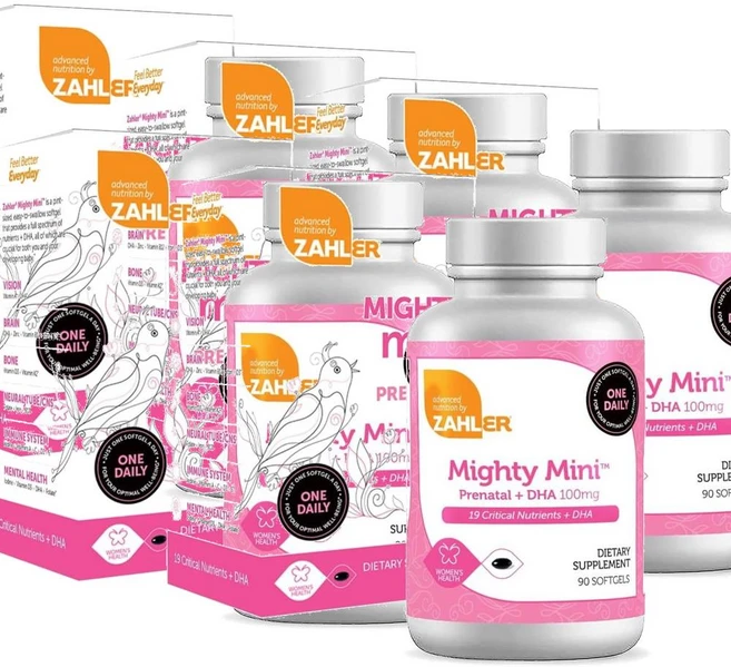 자일러 마이티 미니 프레나탈 비타민 위드 DHA 엽산 임산부 소프트젤 Zahler Mighty Mini Prenatal Vitamin, 5개, 90정 - 쿠팡