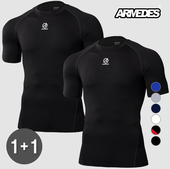 아르메데스 남성용 반팔 기능성 언더레이어 2매세트