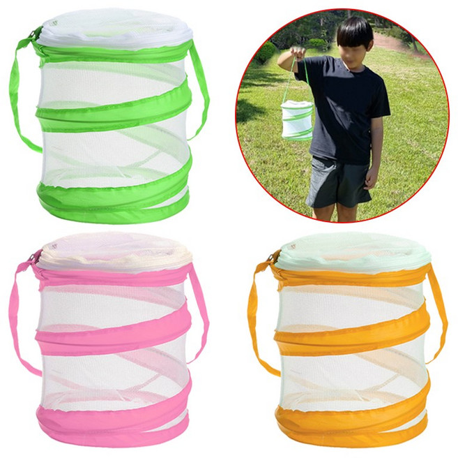 (채집통 A타입 소형 -색상임의) 곤충 채집망 포충망 물고기 뜰채 잠자리채 캐이지 접이식 망 채집 케이스 어망 통, 1개
