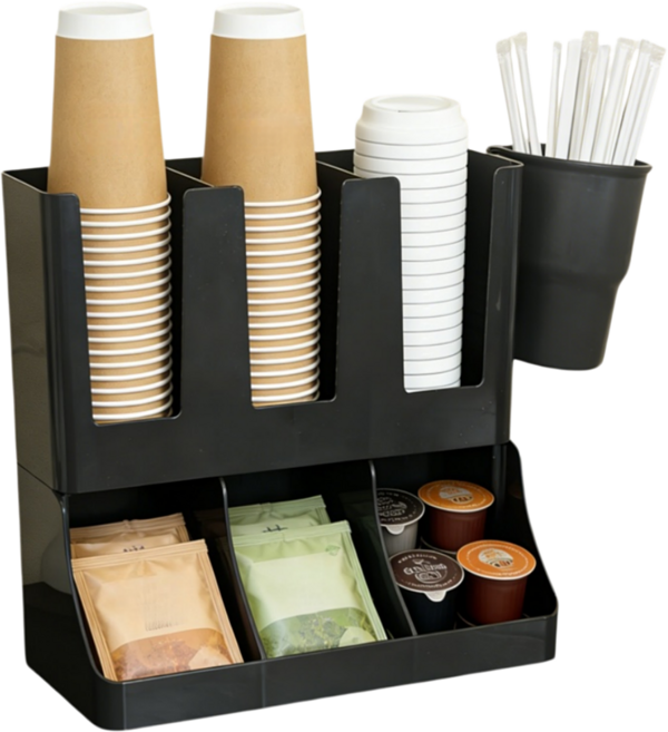 탕비실 정리함 다용도종이컵디스펜서 6구 가정용 사무실 카페, 블랙, 1개