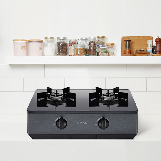 [전국설치/가스연결가능] 린나이 2구 가스렌지 플랫세라스코팅상판 과열차단 가스레인지 RT-1O7OJ/1O8OIJ, LNG, 그레이, 배송/설치