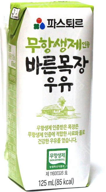 파스퇴르 무항생제 바른목장우유 125mlx12팩/흰/무배, 125ml, 12개