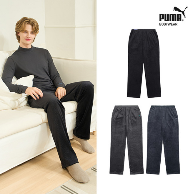 [푸마 바디웨어] 25FW 웜 벨로아 스트레이트핏 남성 팬츠 3종세트