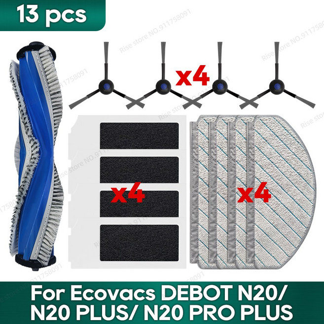 Ecovacs Debot N20 N20 Plus N20 Pro Plus 모핑 HEPA 필터 메인 사이드 브러시 부품 교체용 로봇청소기 액세서리에 적합, 1개, 2. Set 2