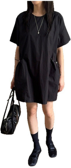 루나모드 케주얼 포켓 반팔 스트링 원피스 K0241