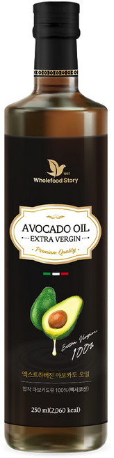 홀푸드스토리 멕시코산 최상급 HASS품종 100% 엑스트라버진 아보카도 오일, 1개, 250ml