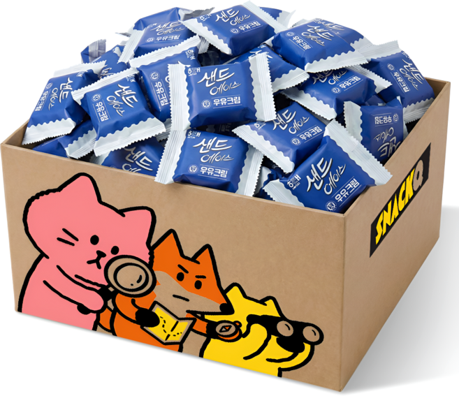 스낵큐 해태제과 샌드에이스 우유크림 36개(개별포장) 대용량 옛날 과자 낱개포장 사무실 간식, 36개, 17g