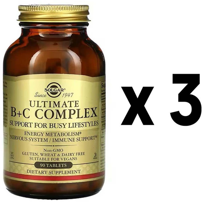 솔가 얼티메이트 비타민 B + C 컴플렉스 스트레스 포뮬러 90타블렛, 90정, 3개 - 쿠팡