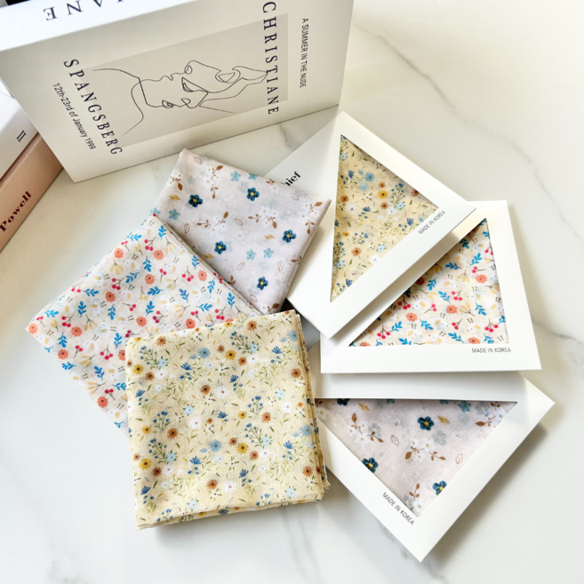 VVG 여성손수건 3장 아사면 선물용 국산 사계절 쁘띠스카프 목손수건