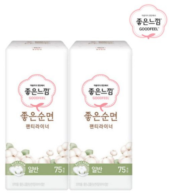 좋은느낌 좋은순면 팬티라이너 일반 75개입 x2개, 75
