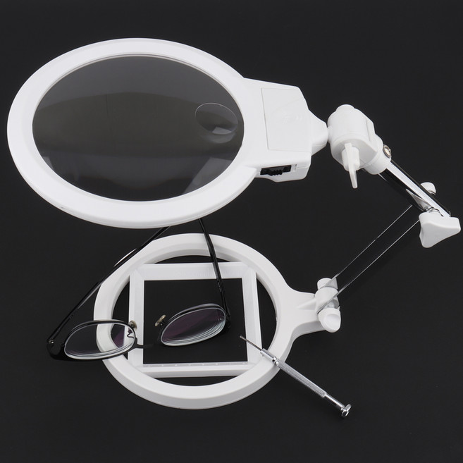 마프몰 LED 스탠드 확대경 탁상형 접이식 돋보기 눈금자, 1개