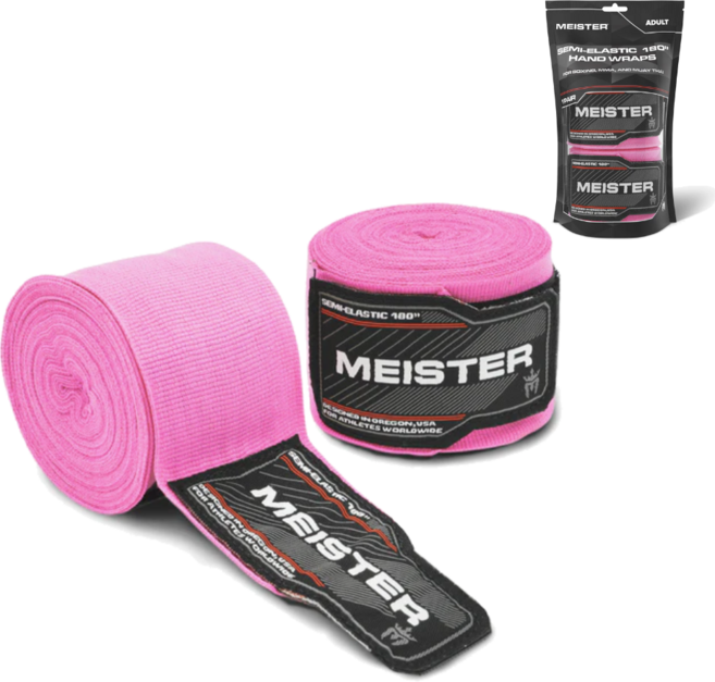 New 디자인 링사이드코리아 마이스터 복싱 핸드랩 프리미엄 반신축 격투기 붕대 4.5m 1쌍, 1세트, 핑크