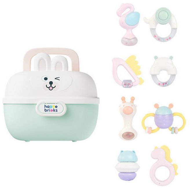 하베브릭스 잼잼이 딸랑이 8종 + 보관함 세트, 혼합색상, 10개