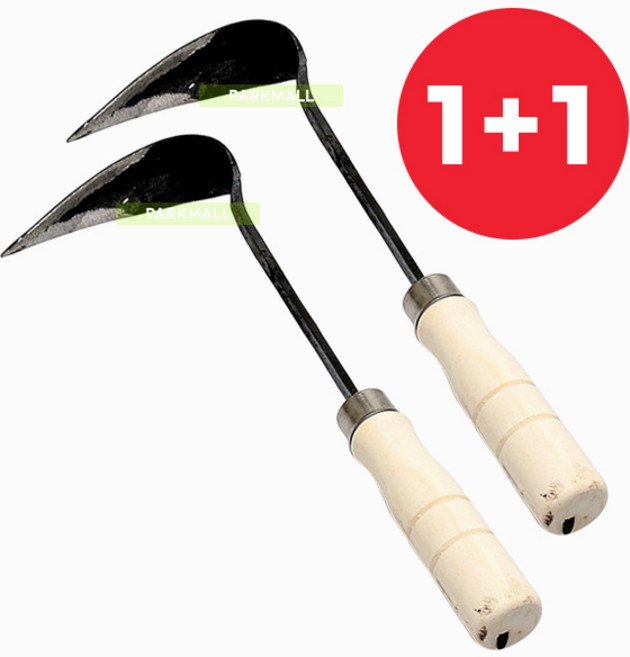 1+1 낙엽 잔디호미 (풀 잡초뽑기 약초캐기 인삼 정원 원예 농기구 주말농장 텃밭 잡초제거), 낙엽형 2개
