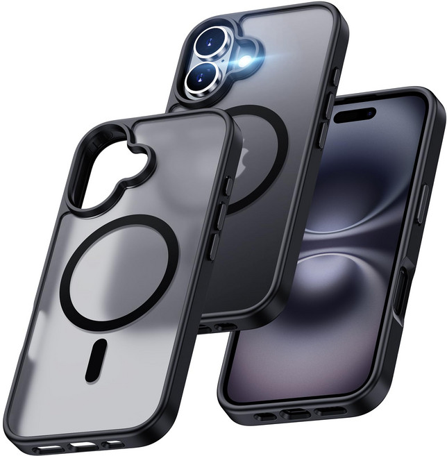 Aunote iPhone 16 MIL 케이스 마그넷 MagSafe에 대응 매트 반투명 스마트폰 케이스