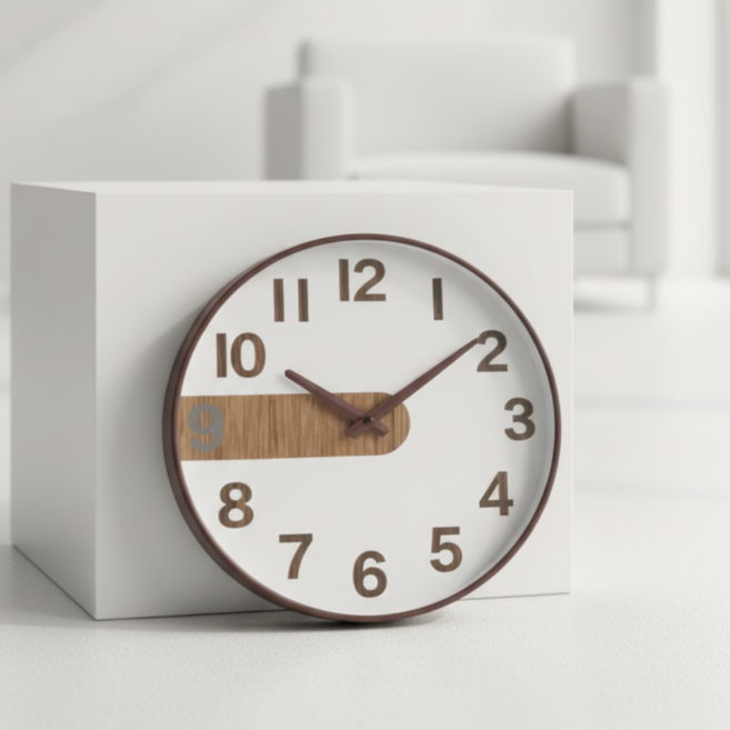 하트위스퍼 우드 무소음 벽시계 인테리어 북유럽 시계, 브라운