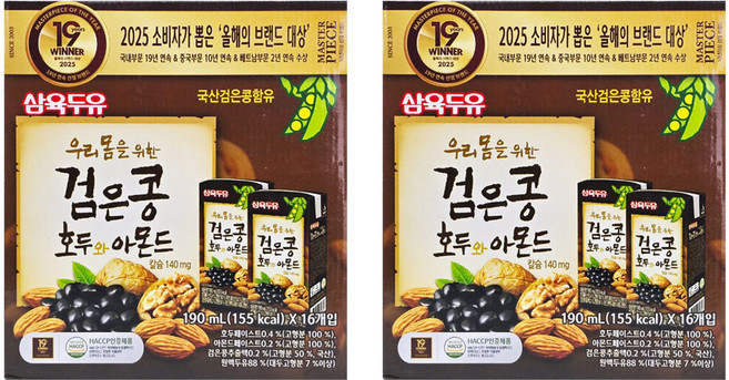 삼육두유 검은콩 호두와 아몬드, 190ml, 32개