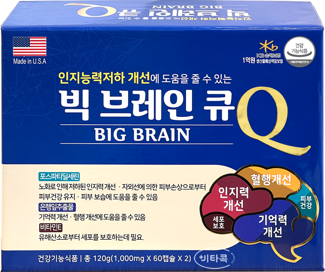 LifeBloom Corp 빅 브레인 큐 포스파티딜 세린 징코 두 뇌, 120정, 2개