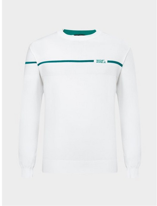 와이드앵글_WMP25K91W1_ TO 배색라인 라운드넥 스웨터 M (Snow White)