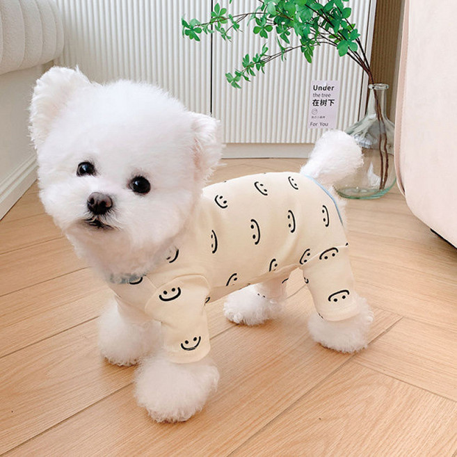 강아지옷 애견의류 테디 올인원 봄 강아지 의류 반려동물, 1개, 스마일
