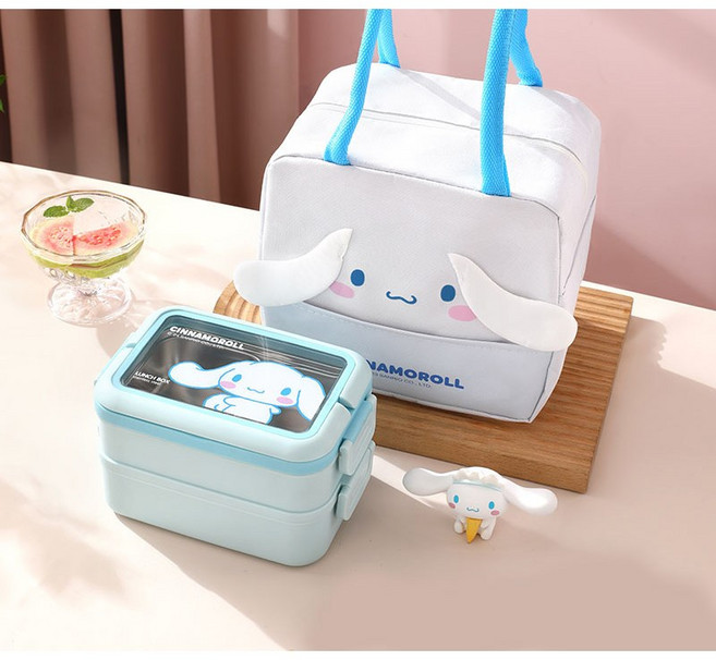 산리오 도시락통 2단 손잡이 스텐 보온도시락 런치박스 소풍, 1개