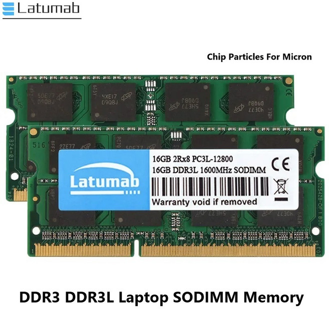 lcd패널 Latumab 12800 노트북 Sodimm 메모리 램 마이크론 칩용 SODIMM DDR3 DDR3L 2GB 4GB 8GB 1333MHz 1600MHz PC3 3L 10, [12] 1PCS DDR3L 8GB 1866, 1개
