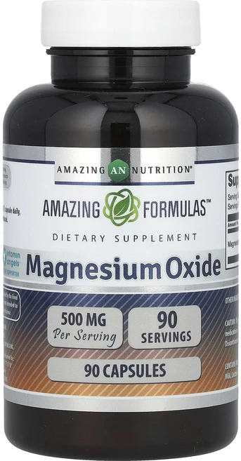 단백질 비타민 철분 마그내슘 칼슘 Amazing Nutrition 산화 마그네슘 500mg 캡슐 90정 고루고루섭취해주세요, AmazingNutrition산화마그네슘500mg캡슐9, 1개 - 쿠팡