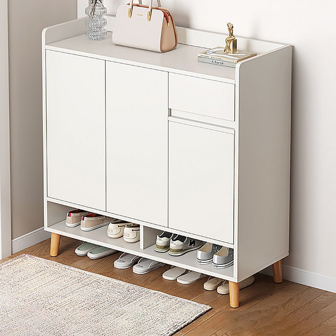 현관 대용량 수납장 원룸 아파트 문뒤 다용도 서랍 신발장, 화이트+화이트 1000*320*1000(mm), 4단