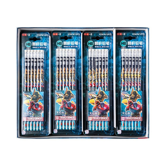 ibank 變形金剛 HB 橡皮頭圓桿鉛筆套裝 YZ5878/YZ5870 12支裝, 1個, YZ5878 吸卡裝