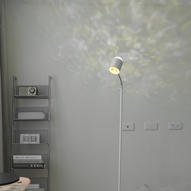 水波紋落地燈 USB接口 臥室床頭 動態檯燈 輕奢 立式臺燈, 落地燈夕陽紅 | 1.7m白色