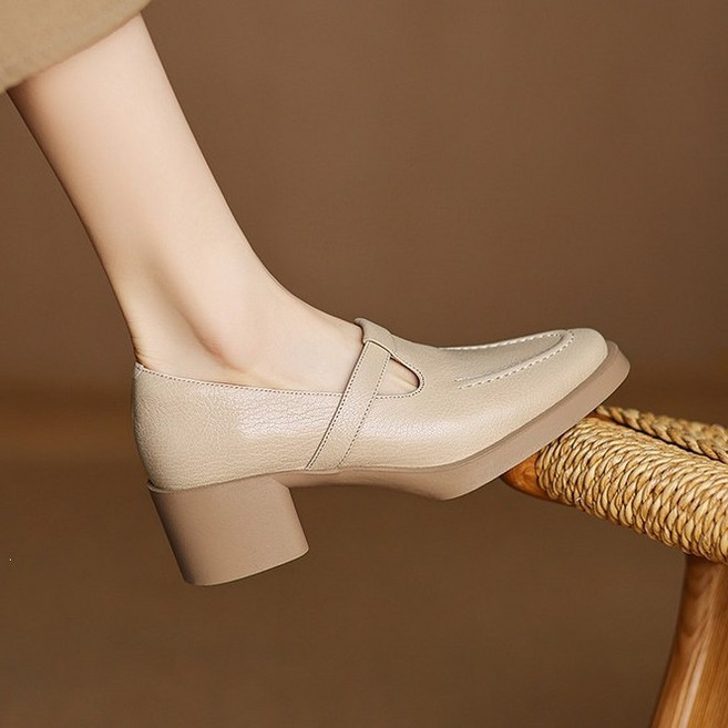 슈엔룩 여성 천연가죽 키높이 로퍼 데일리 발편한 구두