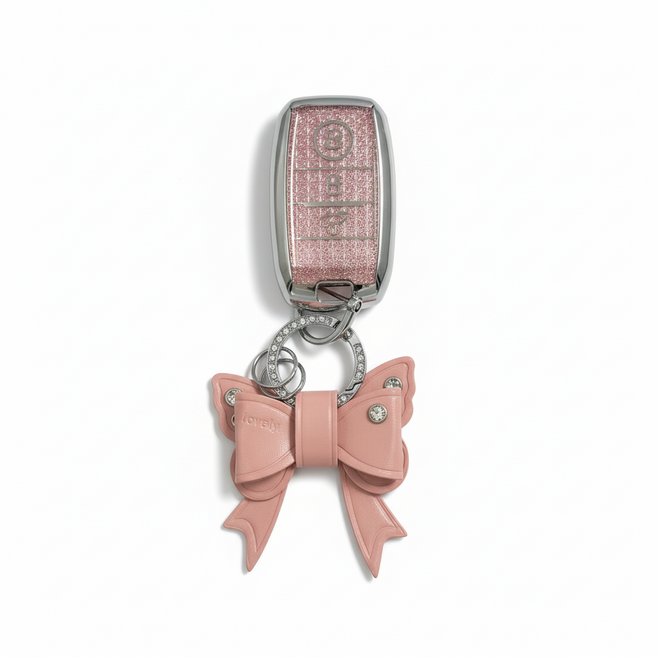 어니트 기아 호환 크리스탈 차키케이스 자동차 키링 키홀더, K-02(3버튼), 핑크