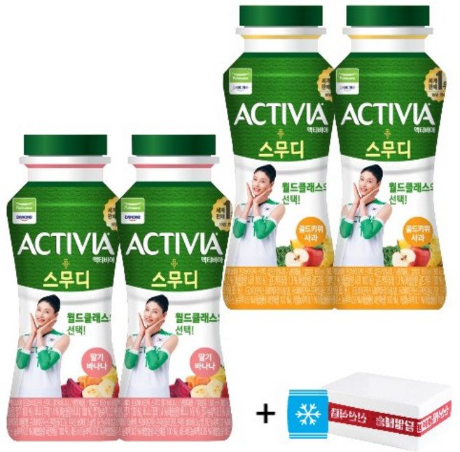 액티비아 스무디 골드키위사과 + 액티비아 스무디 딸기바나나맛, 600ml, 2세트
