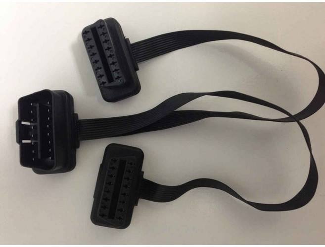 OBD2 OBDII 1對2 扁線延長線 30公分