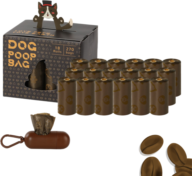 WAP 친환경 대용량 커피향 강아지 향균 배변봉투 풉백 및 케이스 세트 270매, 키피향, 1개, 270개입
