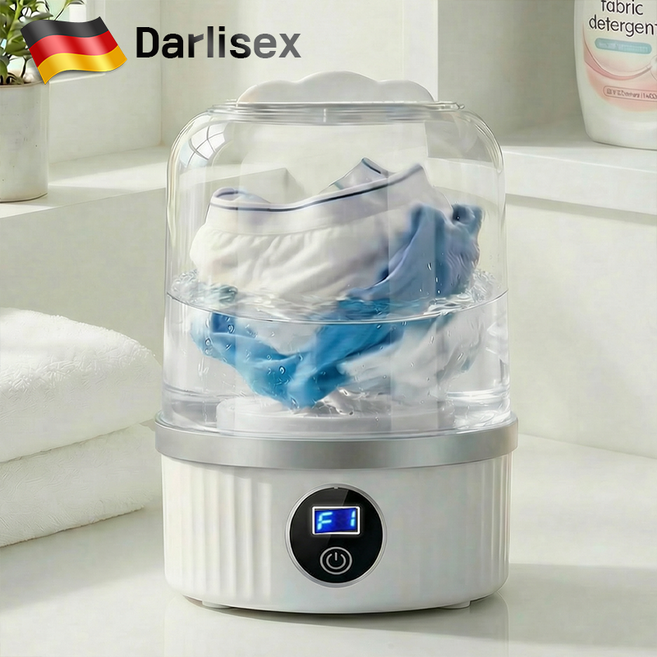 Darlisex 미니 세탁기 무선 휴대용 소형 세탁기 속옷 양말 아기세탁기, 화이트, TYPE-C