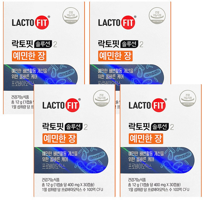 락토바이옴 솔루션 예민한 장 유산균, 30정, 4개