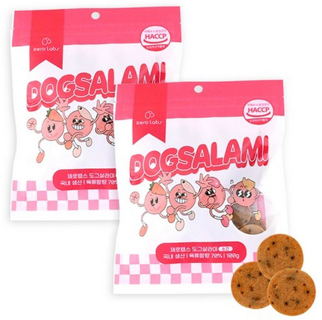 제로랩스 반려동물 도그살라미 동전 져키, 소간, 100g, 2개