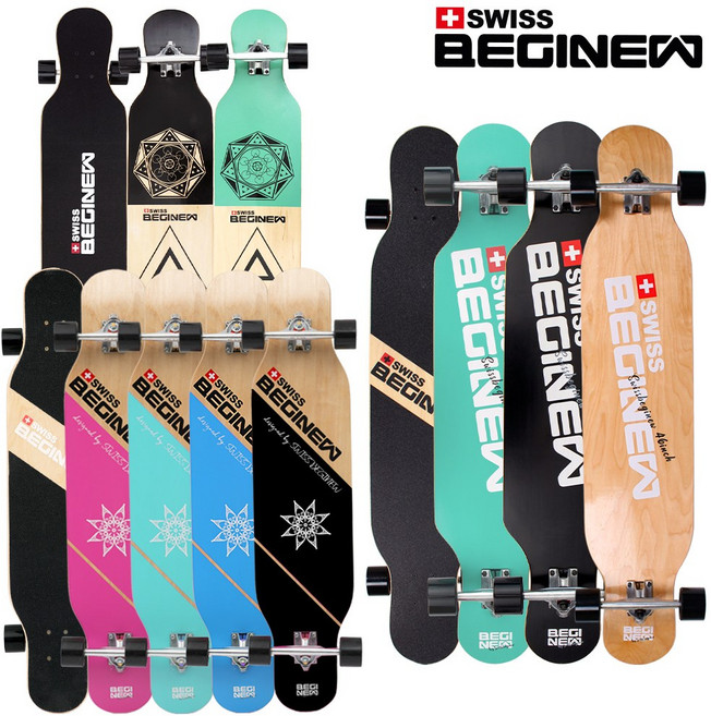 [스위스비기뉴] 롱보드 41/46인치 스케이트 댄싱보드 티툴+가방, 41인치_STAR_민트, 1개